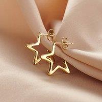 Posh Totty Designs Women's Gold Plated Open Star Hoop Earrings
