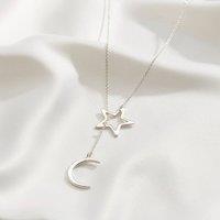 Posh Totty Designs Women's Sterling Silver Moon & Star Lariat Necklace