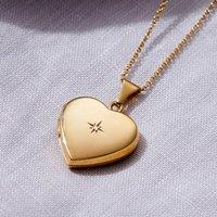 Posh Totty Designs Women's Yellow Gold Plated Heart Locket With Diamond