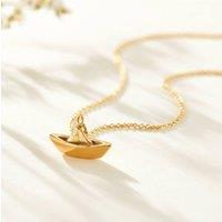 Posh Totty Designs Women's Yellow Gold Plated Origami Boat Charm Necklace