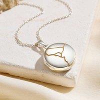 Posh Totty Designs Women's Kintsugi Small Round Locket Necklace in Silver