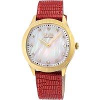 Gevril Women's Morcote Swiss Diamond 10021 Italian Leather Swiss Quartz Watch in Red