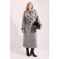 Wallis Women's Principles by Check Trench Coat in Grey | Size: 18