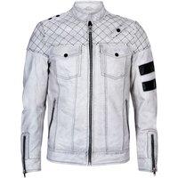 Infinity Leather Men's Vintage Quilted Leather Racing Jacket-Cardiff in White | Size: 4XL