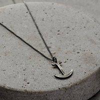 Posh Totty Designs Men's Oxidised Sterling Silver Anchor Necklace