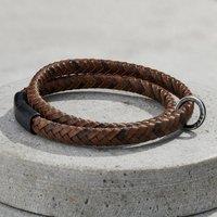 Posh Totty Designs Men's Brown Leather Oxidised Charm Bracelet