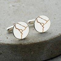 Posh Totty Designs Men's Kintsugi Disc Cufflinks in Silver