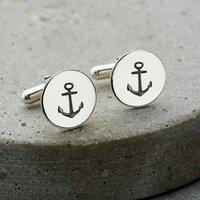 Posh Totty Designs Men's Anchor Disc Cufflinks in Silver