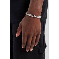 Cernucci Men's Cross Iced Cuban Bracelet - 8mm in Metallic Silver | Size: 8 inches