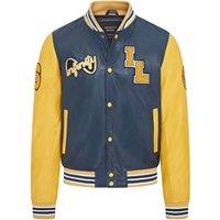 Infinity Leather Men's Baseball Leather Letterman Bomber Jacket - Frankfurt in Blue | Size: 5XL