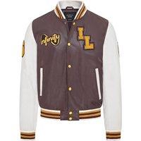 Infinity Leather Men's Baseball Leather Letterman Bomber Jacket - Frankfurt in Burgundy | Size: 3XL
