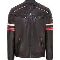 Infinity Leather Men's Quilted Leather Biker Racing Jacket- Brevik in Black | Size: 5XL