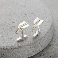 Posh Totty Designs Men's Sterling Silver Paper Plane Cufflinks