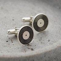 Posh Totty Designs Men's Sterling Silver Vinyl Record Cufflinks