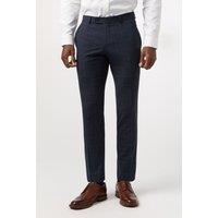Alexandre Silver Label Men's Tailored Fit Dark Navy Stone Check Trouser | Size: 34R