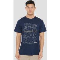 NBCU Back To The Future Schematic T-Shirt, Navy | Size: 3XL