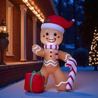 Garden Greatness 4ft Inflatable LED Candy Cane Gingerbread Man in Brown | Size: 1 Pack
