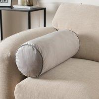 OHS Matte Velvet Filled Bolster Cushion Scatter Throw Pillow in Light Grey