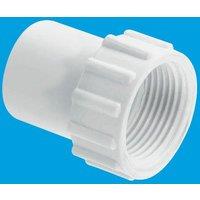 McAlpine R6 3/4" Straight Female Overflow Coupling with fixed nut in White
