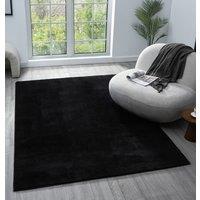 Desire Rugs Comfy Washable Low Pile Living Room Area Rug - Anti-Slip Felt Backing in Black | Size: 60 cm x 100 cm