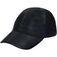 Infinity Leather Real Nappa Leather Adjustable Golf Snapback Plain Baseball Cap Hat in Black