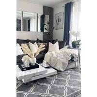Kukoon Grey Modern Trellis Abstract Bordered Living Room Area Rug in Mid Grey | Size: 80 cm x 150 cm