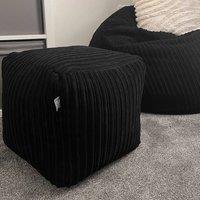 rucomfy Beanbags rucomfy Indoor Jumbo Cord Bean Bag Footstool - Cube Pouffe in Black