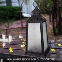 Bright Zeal 2 Pack Black Solar LED Lanterns with Flickering Flame, 14" ABS