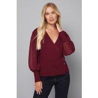 Wallis Women's Petite Berry Woven Sleeve Jumper | Size: Small