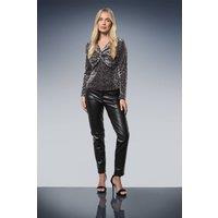 Wallis Women's Petite Devore Jersey Twist Top in Black | Size: 14