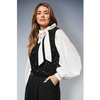 Wallis Women's Sequin Covered Knitted Tank in Black | Size: Small