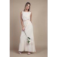 Coast Girl's Teen Bridesmaid Ruched Detail Satin Maxi Bridesmaid Dress in Champagne | Size: 11-12 Years