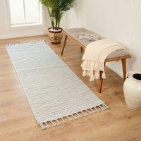 Livabliss Nora Geometric Grey Ivory High Pile Fringe Living Bedroom Rug | Size: 80 cm x 220 cm