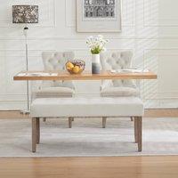 HomeTouch Home Touch Dining Room Bench Chair Velvet Upholstered in Beige | Size: 1 Pack