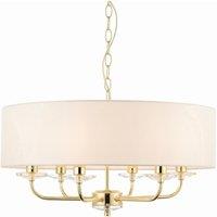 Netlighting Nixon 6 Light Multi Arm Ceiling Pendant Brass E14 in Yellow