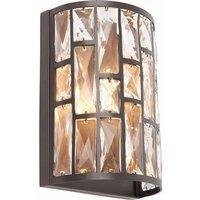 Netlighting Belle 1 Light Indoor Wall Light Dark Bronze with Crystal E14 in Brown