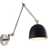 Netlighting Lehal Dome Adjustable Arm Wall Lamp Polished Nickel Plate Matt Black