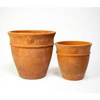Primrose Terracotta Round Pot Planters Mixed Set of 2 in Red