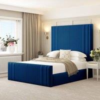 Bed Choices Plush Velvet Aspire Bed Frame with Headboard in Blue | Size: Super King