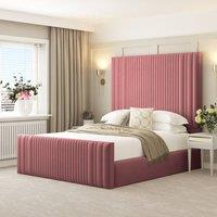 Bed Choices Plush Velvet Aspire Bed Frame with Headboard in Pink | Size: Super King