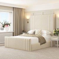 Bed Choices Aspire Upholstered Bed Frame with 70 Headboard & mattress in Cream | Size: Double