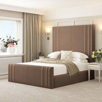 Bed Choices Aspire Bed Frame Ottoman Gas Lift Storage with Headboard & Mattress in Taupe | Size: Small Double