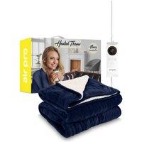 Air Pro Heated Electric Blanket with Digital Controller, 6 Heat Settings in Navy | Size: King