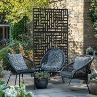 Nicoman Outdoor Privacy Screen with Stand & Ground Stakes - Geometric in Black | Size: 180 cm x 90 cm