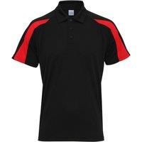 AWDis Men's Just Cool Short Sleeve Contrast Panel Polo Shirt in Jet Black | Size: 2XL