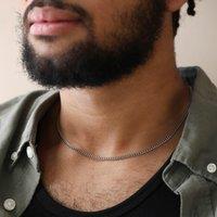 Lisa Angel Men's 'Connell's Chain' Silver Curb Stainless Steel Necklace