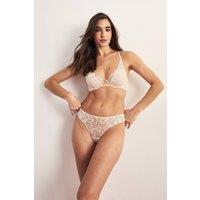 NastyGal Women's Floral High Apex Contrast Lace Underwire Lingerie Set in Blush | Size: Large