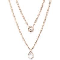 DKNY Women's Logo Crystal Double Drop Pendant - Gold & Crystal
