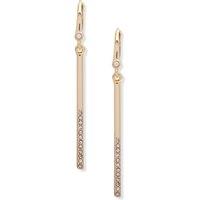 DKNY Women's Half Pave Linear Earrings & Crystals - Gold & Crystal