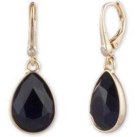 DKNY Women's Black Stone Teardrop Earrings - Gold & Black